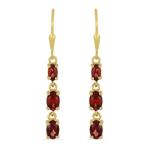 BUY NATURAL GARNET GEMSTONE EARRINGS IN STERLING SILVER